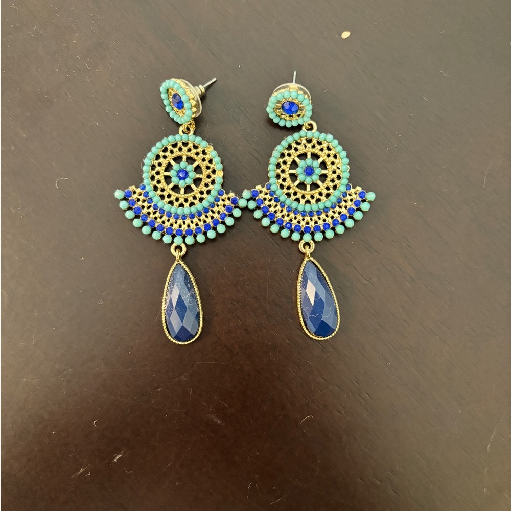 Blue & Gold Earrings